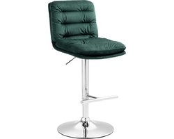 CLP Damar Barkruk - met rugleuning - met voetensteun - In hoogte verstelbare - Fluweel - groen chroom