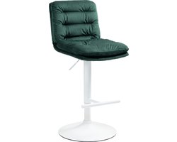 CLP Damar Barkruk - met rugleuning - met voetensteun - In hoogte verstelbare - Fluweel - groen wit