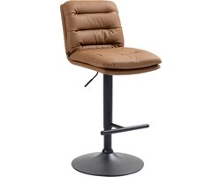 CLP Damar Barkruk - met rugleuning - met voetensteun - In hoogte verstelbare - Kunstleer - licht bruin zwart