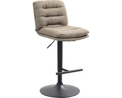 CLP Damar Barkruk - met rugleuning - met voetensteun - In hoogte verstelbare - Stof - taupe zwart