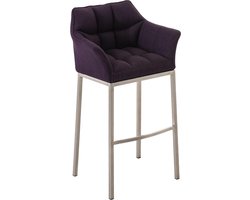 CLP Damaso Barkruk - armleuning - met rugleuning - met voetensteun - met 4-poots onderstel - Stof - purper roestvrij staal