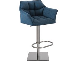 CLP Damaso Barkruk - armleuning - met rugleuning - met voetensteun - verstelbaar - Stof - blauw roestvrij staal