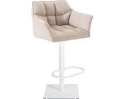 CLP Damaso Barkruk - armleuning - met rugleuning - met voetensteun - verstelbaar - Stof - ivoor wit