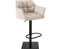 CLP Damaso Barkruk - armleuning - met rugleuning - met voetensteun - verstelbaar - Stof - ivoor zwart