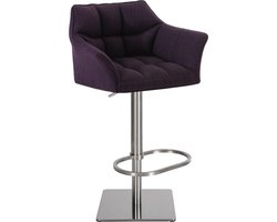 CLP Damaso Barkruk - armleuning - met rugleuning - met voetensteun - verstelbaar - Stof - purper roestvrij staal