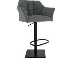 CLP Damaso Barkruk - Met rugleuning - Met armleuning - Met Voetsteun - Verstelbaar - corduroy - ribstof - zwart/grijs