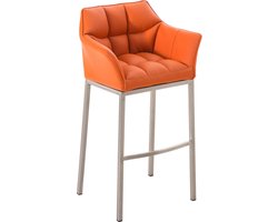 CLP Damaso Barkruk - Vast frame - Kunstleer oranje roestvrij staal