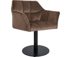 CLP Damaso Loungestoel - Binnen - Met armleuning - Eetkamerstoel Metaal frame - bruin Fluweel