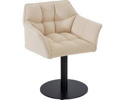 CLP Damaso Loungestoel - Binnen - Met armleuning - Eetkamerstoel Metaal frame - creme Stof