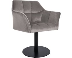 CLP Damaso Loungestoel - Binnen - Met armleuning - Eetkamerstoel Metaal frame - grijs Fluweel