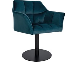 CLP Damaso Loungestoel - Binnen - Met armleuning - Eetkamerstoel Metaal frame - groen Fluweel