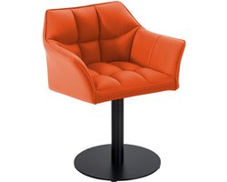 CLP Damaso Loungestoel - Binnen - Met armleuning - Eetkamerstoel Metaal frame - oranje Kunstleer