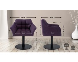 CLP Damaso Loungestoel - Binnen - Met armleuning - Eetkamerstoel Metaal frame - purper Stof
