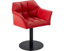 CLP Damaso Loungestoel - Binnen - Met armleuning - Eetkamerstoel Metaal frame - rood Kunstleer