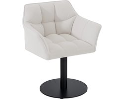 CLP Damaso Loungestoel - Binnen - Met armleuning - Eetkamerstoel Metaal frame - wit Stof