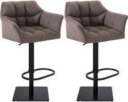 CLP Damaso Set van 2 barkrukken - armleuning - met rugleuning - met voetensteun - verstelbaar - Stof - grijs zwart