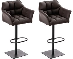 CLP Damaso Set van 2 barkrukken - Kunstleer bruin zwart