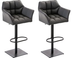 CLP Damaso Set van 2 barkrukken - Kunstleer grijs zwart