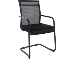 CLP Denny Eetkamerstoel - Bezoekerstoel - Met metalen frame - Met Armleuning - Stof - zwart