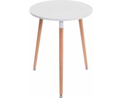 CLP Design keukentafel AMALIE - Ø 60 cm, hout, driepotig, met vloerbeschermer wit natura