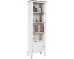 CLP Dorma boekenplank - Staande plank van hout - Vrijstaande plank voor hal en woonkamer - natura/wit