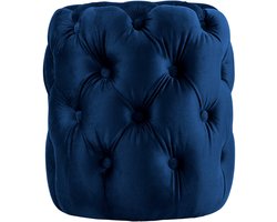 CLP Drancy Poef - rond - zitzak - hocker - velvet - blauw