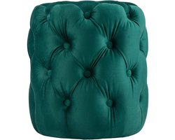 CLP Drancy Poef - rond - zitzak - hocker - velvet - donkergroen