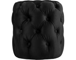 CLP Drancy Poef - rond - zitzak - hocker - velvet - zwart