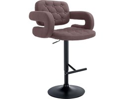 CLP Dublin Barkruk - Met rugleuning - Armleuning - Voetsteun - Stof - bruin zwart