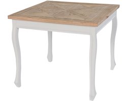 CLP Eettafel Lindon vierkant - Handgemaakte - massief houten blad - in landhuisstijl - Woonkamertafel - natura/wit