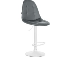 CLP Elmore Barkruk - Met rugleuning - Verstelbaar - Met voetsteun - Kunstleer - wit/grijs