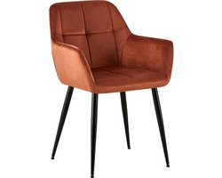 CLP Emia Eetkamerstoel - Met armleuning - Velvet - bruin Fluweel