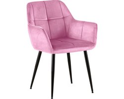 CLP Emia Eetkamerstoel - Met armleuning - Velvet - roze Fluweel