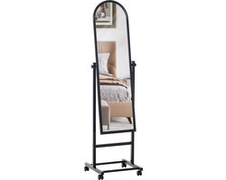 CLP Evoir Spiegel - Staande spiegel - Make up spiegel - Passpiegel - Met wielen - Metaal - zwart
