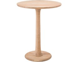 CLP Farragut Bijzettafel - rond - hout - 50 cm diameter - voor woonkamer en eetkamer - mindihout - met tafelblad - natura