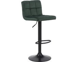 CLP Feni Barkruk - Met rugleuning - Verstelbaar - Velvet - Fluweel - groen/zwart