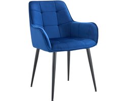 CLP Ferndale eetkamerstoel, fauteuil met beklede fluwelen hoes donkerblauw