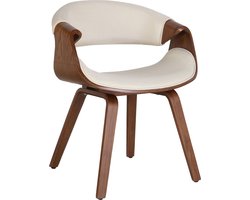 CLP Foley Eetkamerstoel - Met armleuning - Houten frame - creme Stof