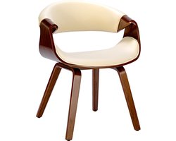 CLP Foley Eetkamerstoel - Met armleuning - Houten frame - walnoot/creme Kunstleer