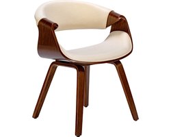 CLP Foley Eetkamerstoel - Met armleuning - Houten frame - walnoot/creme Stof