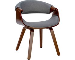 CLP Foley Eetkamerstoel - Met armleuning - Houten frame - walnoot/grijs Stof