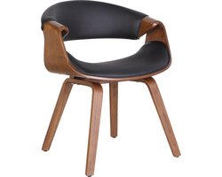 CLP Foley Eetkamerstoel - Met armleuning - Houten frame - zwart Kunstleer