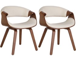 CLP Foley Set van 2 eetkamerstoelen - Met armleuning - Houten frame - eiche/creme Stof
