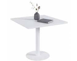CLP Freida Bistrotafel Vierkant 70x70 cm - Moderne Keukentafel - MDF Tafelblad - Metalen Frame - 2 tot 4 Personen - wit