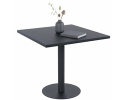 CLP Freida Bistrotafel Vierkant 70x70 cm - Moderne Keukentafel - MDF Tafelblad - Metalen Frame - 2 tot 4 Personen - zwart