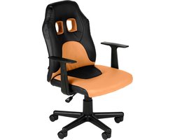 CLP Fun Bureaustoel - Verstelbare Ergonomische Stoel - Voor kinderen - met Armleuningen - 360° Draaibaar - Comfortabel - Kunstleer - zwart/oranje