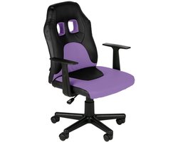 CLP Fun Bureaustoel - Verstelbare Ergonomische Stoel - Voor kinderen - met Armleuningen - 360° Draaibaar - Comfortabel - Kunstleer - zwart/paars