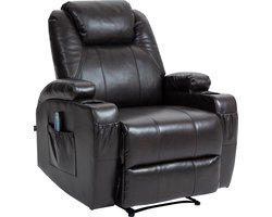 CLP Galena Relaxfauteuil - Verstelbaar - Met massagefunctie - Met voetensteun - bruin Kunstleer