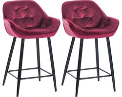 CLP Gibson 76 Set van 2 barkrukken - Met armleuning - Met rugleuning - Fluweel - Velvet - purper