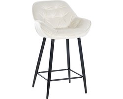 CLP Gibson Barkruk - Met armleuning - Met rugleuning - creme Fluweel